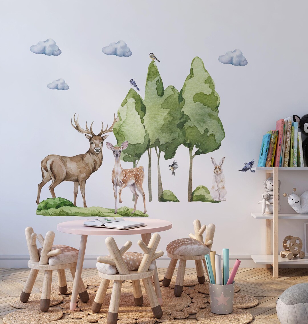 Woodland Animals Wall Decals | Forest Nursery Decor - Etsy