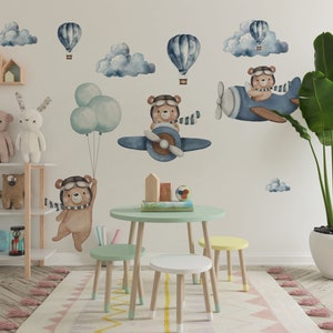 nursery wall decals, hot air ballon wall decals, wall decals nursery, kids wall decals