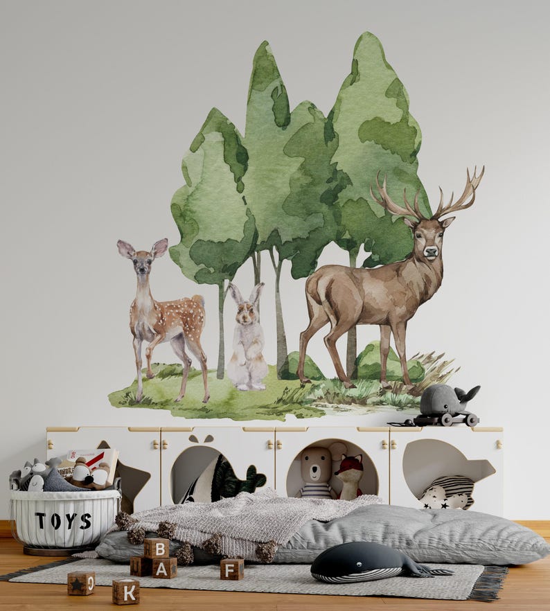 Woodland Animals Wall Decals | Forest Nursery Decor - Etsy