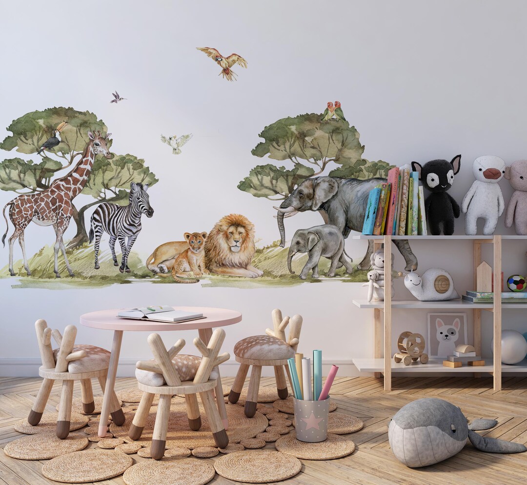 Safari Nursery Wall Decal Set, Savanna Animals, Kids Room Decor - Etsy