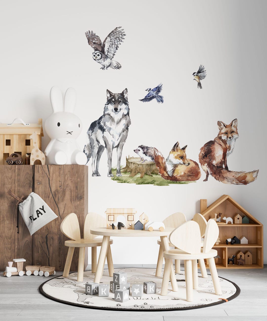 Woodland Animals Wall Decals – Forest Nursery Wall Stickers – Wolf Fox ...