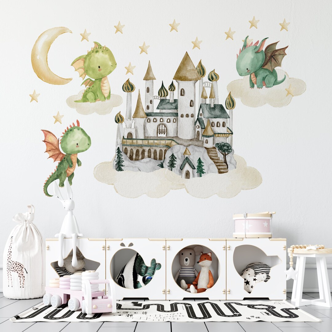 Dragon Nursery Wall Decals, Kids Room Decor, Dragon Wall Decals, Dragon ...