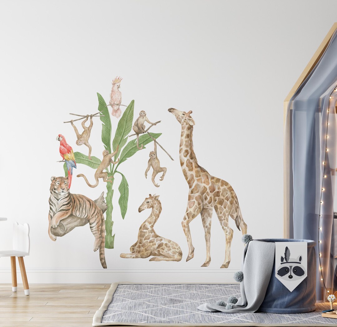Watercolor Safari Wall Decals, Jungle Nursery Decor - Etsy