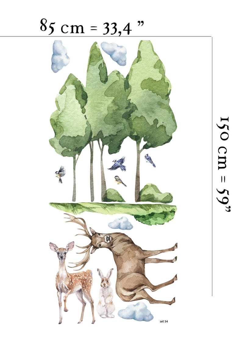 Woodland Animals Wall Decals | Forest Nursery Decor - Etsy
