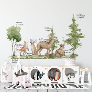 Woodland Animals Wall Decals, Nursery Wall Stickers, Fox and Deer Wall Stickers with Trees