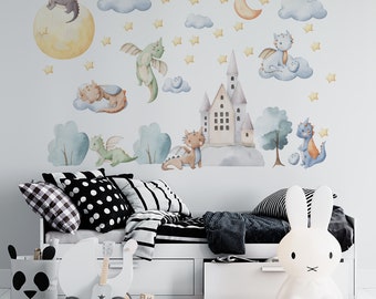 Dragon wall decal, dragon decals, kids room decal,nursery wall decal, cute dragon decal, dragon wall decals,
