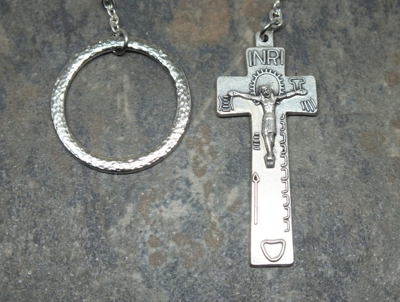 Czech Glass Irish Penal Rosary in Sapphire, Single Decade Chaplet, Tenner Chaplet, September Birthstone image 4