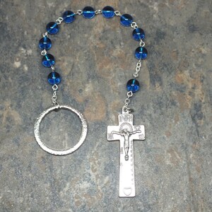 Czech Glass Irish Penal Rosary in Sapphire, Single Decade Chaplet, Tenner Chaplet, September Birthstone image 2