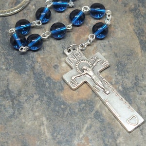 Czech Glass Irish Penal Rosary in Sapphire, Single Decade Chaplet, Tenner Chaplet, September Birthstone image 3