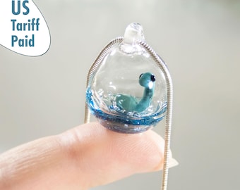 Blown Glass Loch Ness Monster Pendant: Heady Nessie Necklace
