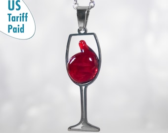 Blown Glass Wine Necklace: Gift for Wine Lover