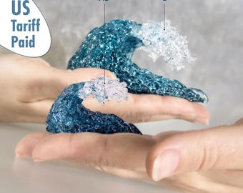 Escultura realista de olas oceánicas de vidrio soplado: decoración náutica, regalo de Mermaidcore