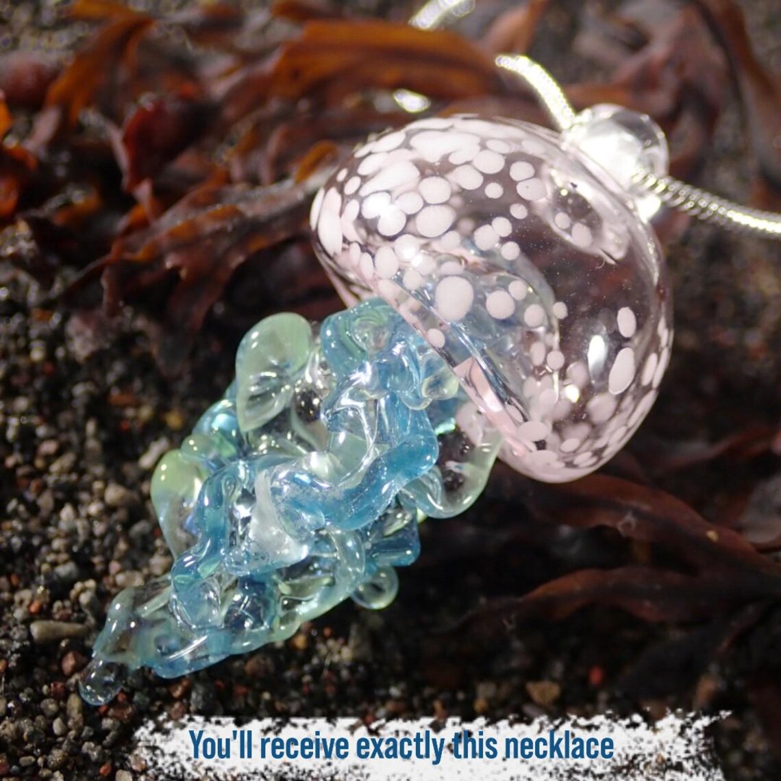 Blown Glass Jellyfish Pendant: Ocean Necklace, Mermaidcore Gift - Etsy