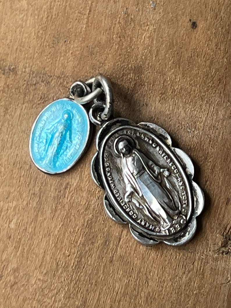 Vintage Small Sterling Catholic Miraculous Mary Medal Pendants - Etsy