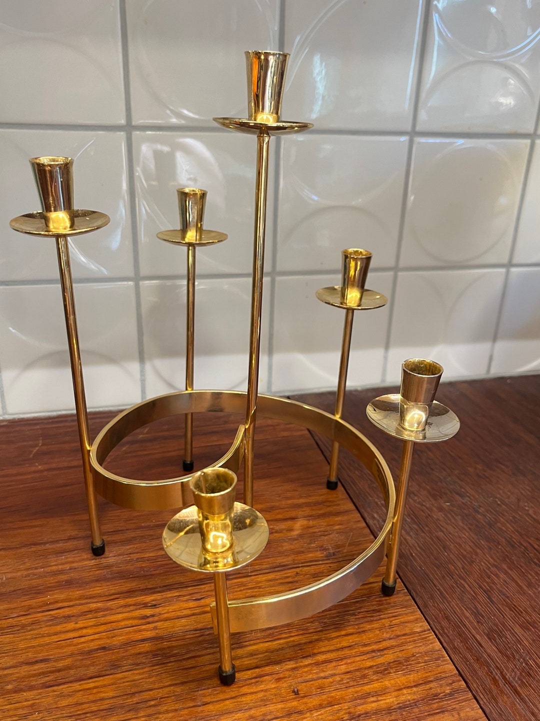 MCM Swedish Ystad Metall Swirl 7 Thin Taper Candle Holder 24k Etsy