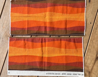 70s Scandinavian Modern Woven Table Cloth, Striped Red Tablecloth
