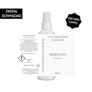 Editable Printable Minimal Room Spray Label Digital Template Download