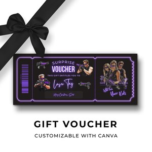 Vale Etiqueta Láser, Personalizado, Vale, Etiqueta Láser, Actividad, Sorpresa, Regalo, Personalizable, Descarga Digital, Canva