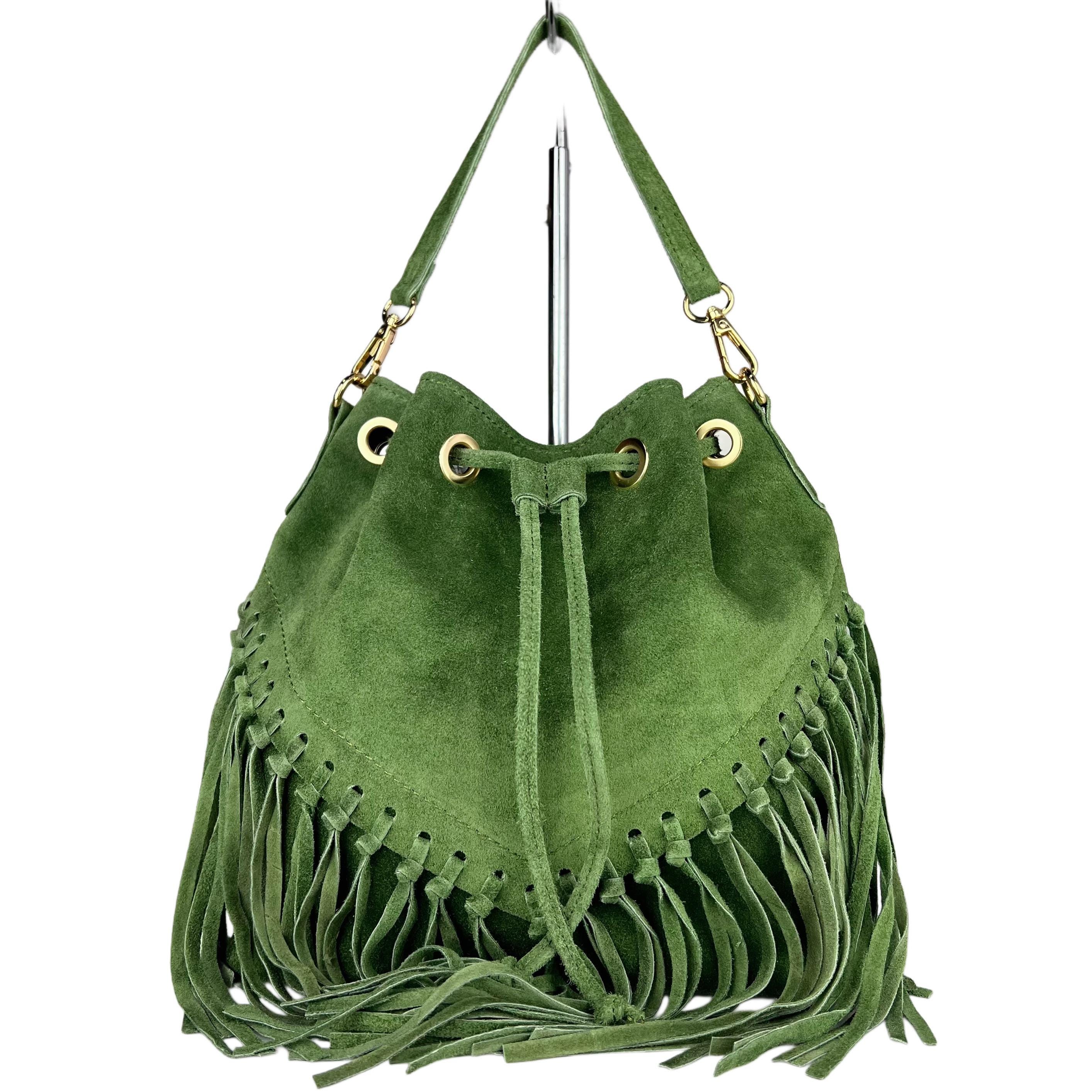 VTG HIPPIE BOHO GENUINE SUEDE HANDCRAFTED FRINGED BEADED