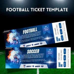 Football lovers gift, customized football ticket, printable soccer ticket, canva editable, messi football, american Football player ticket