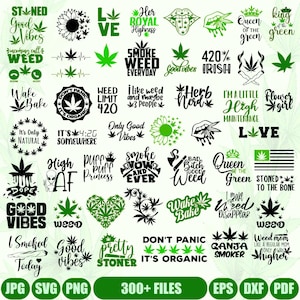 Pacchetto di svg di erba, citazioni di erba svg, foglia di erba svg, marijuana svg, stoner svg, cannabis svg, buone vibrazioni svg, file di taglio per Cricut, SilhouetE