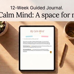12-Week Emotional Wellness Guided Journal | Aesthetic Scrapbook Digital Journal | Self-Care, Mental Health & Anxiety Planner PDF
