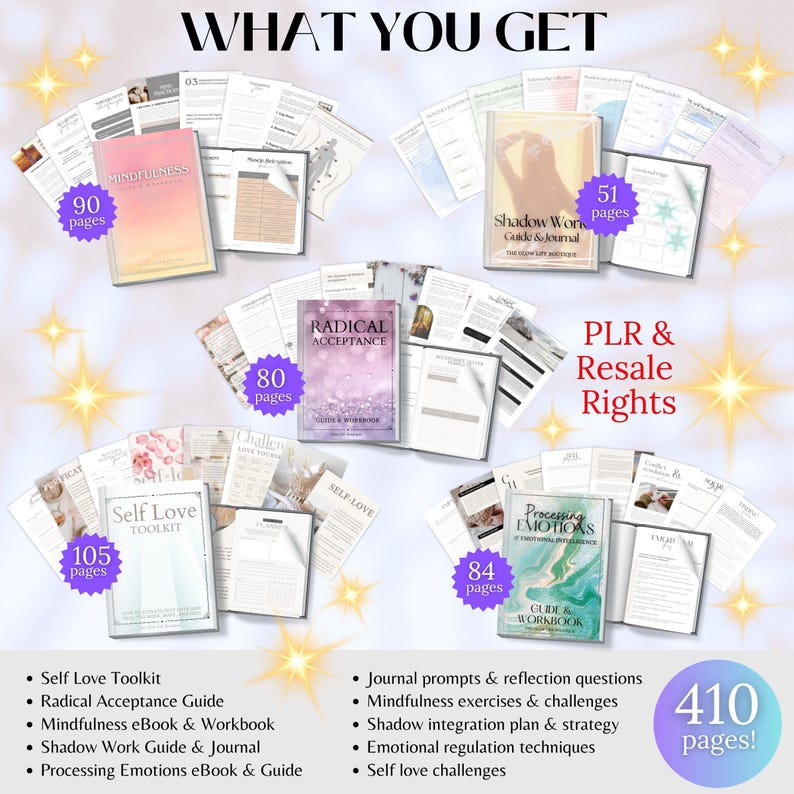 Self-help eBook Bundle & Emotion Workbook for Personal Development PLR Resell Bundle Mental Wellness Bundle, Template Worksheets Coaches imagen 2
