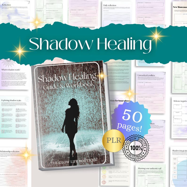 Libro de trabajo de sombras PDF, Diario de ansiedad, Sugerencias para el diario de sanación, Sanación del niño interior, Trauma infantil, Planificador de trabajo de sombras imagen 1