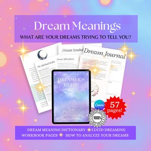 Dream Interpretation Guide Dream Tracker Dream Journal Lucid Dreams Guide Printable Journal Astrology Workbook Baby Witch Grimoire PLR image 1