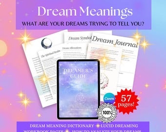 Dream Interpretation Guide Dream Tracker Dream Journal Lucid Dreams Guide Printable Journal Astrology Workbook Baby Witch Grimoire PLR