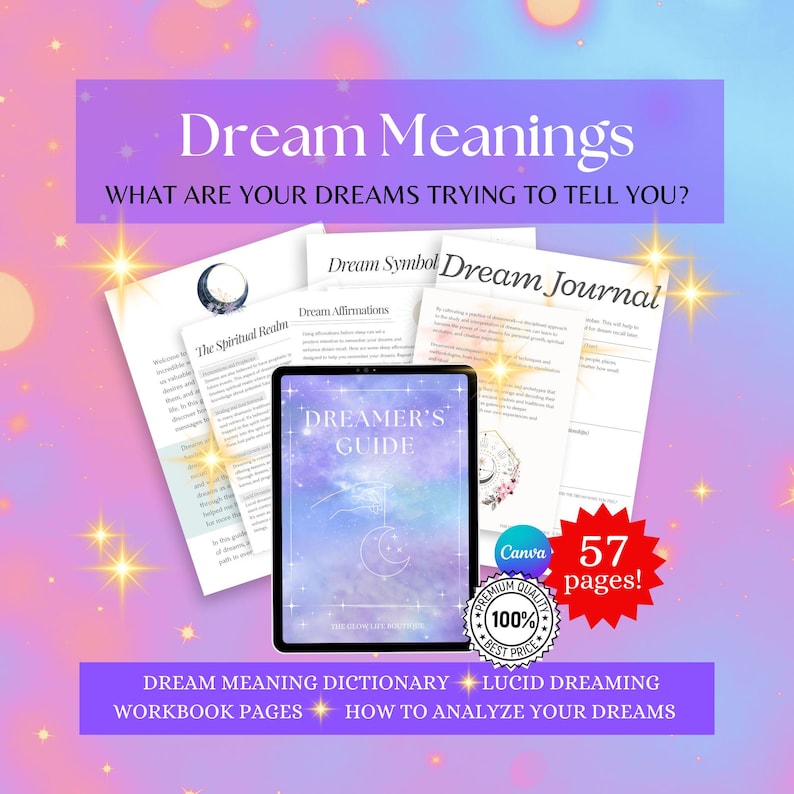 Dream Interpretation Guide Dream Tracker Dream Journal Lucid Dreams Guide Printable Journal Astrology Workbook Baby Witch Grimoire PLR image 1