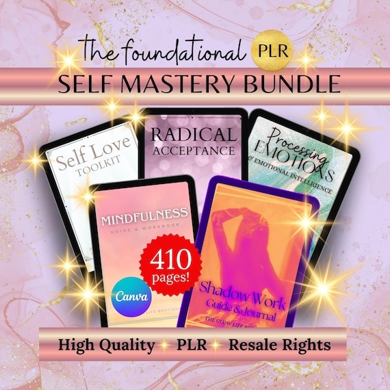 Self-help eBook Bundle & Emotion Workbook for Personal Development PLR Resell Bundle Mental Wellness Bundle, Template Worksheets Coaches