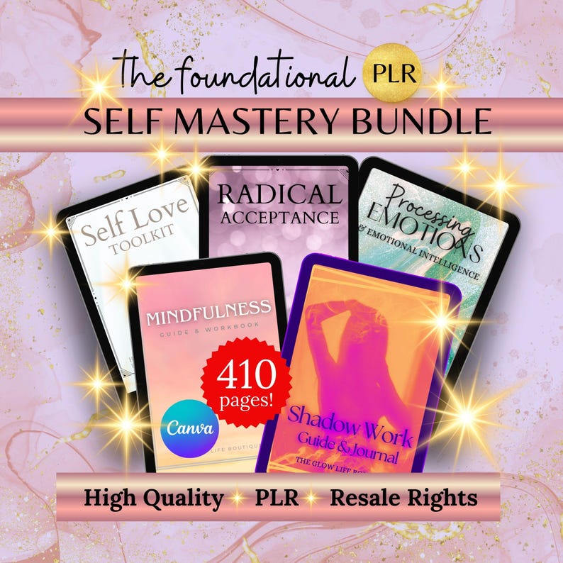 Self-help eBook Bundle & Emotion Workbook for Personal Development PLR Resell Bundle Mental Wellness Bundle, Template Worksheets Coaches imagen 1