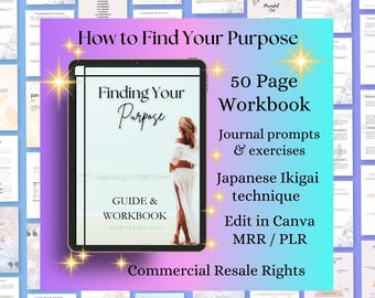 Find Your Purpose Planner Find your Passion Creative Passion Self Discovery PLR Purpose Worksheet Journal Personal Development PLR Coaching
