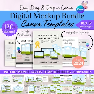 Etsy Listing Mockup Bundle Digitales Marketing iPad Mockup Canva Digitales Produkt Mockup E-Book Mockup Vorlage Telefon Mockup Canva PLR Weiterverkauf