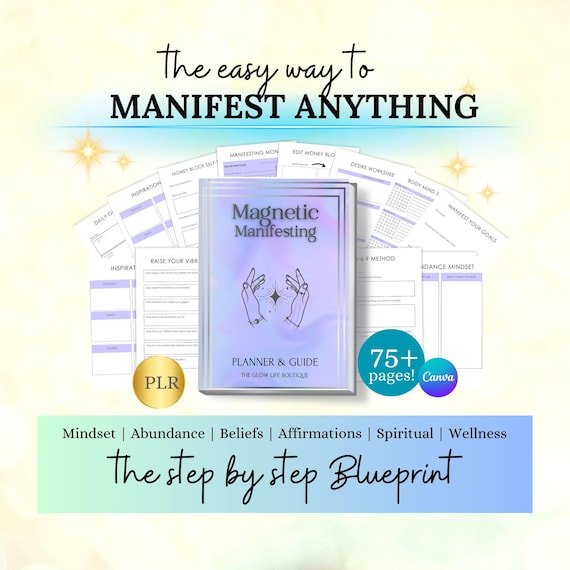 PLR Manifestation Journal Abundance Kit Manifesting Checks Unlimited Abundance Mindset Journal Money Abundance Journal Resell Canva Template
