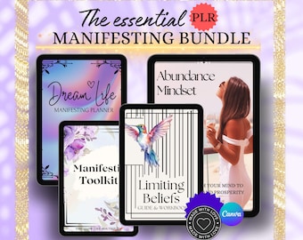 Manifesting eBook Resell Bundle Deal PLR Manifestation Journal Abundance Kit Manifesting Kit Self-help eBook Bundle, Unlimited Abundance