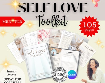 Self-love ebook Canva ebook template self help Worksheets Self Care coaching tools, workbook for coaches PLR Commercial License DFY ebook