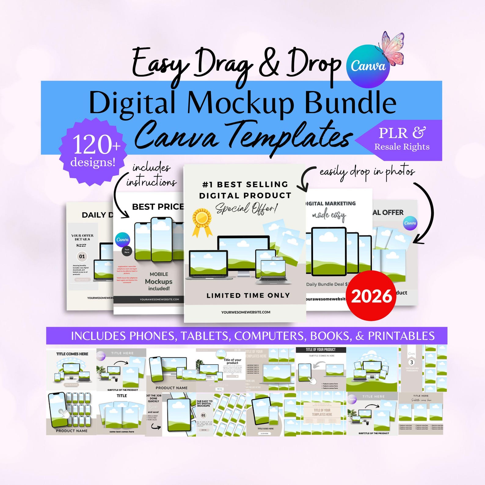 Etsy Listing Mockup Bundle Digital Marketing iPad Mockup Canva Digital ...