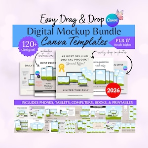Etsy Listing Mockup Bundle Digital Marketing ipad Mockup Canva Digital Product Mockup ebook Mockup Template Phone Mockup Canva PLR Resale