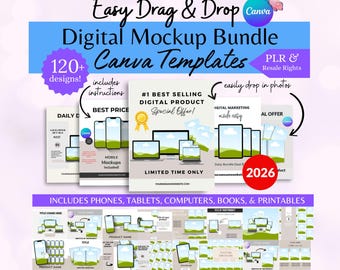 Etsy Listing Mockup Bundle Digital Marketing ipad Mockup Canva Digital Product Mockup ebook Mockup Template Phone Mockup Canva PLR Resale