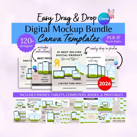 Etsy Listing Mockup Bundle Digital Marketing ipad Mockup Canva Digital Product Mockup ebook Mockup Template Phone Mockup Canva PLR Resale