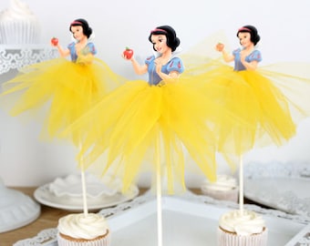 Adornos para pastel de Blancanieves, Cumpleaños de princesa, Princesas Disney, Fiesta de cumpleaños temática Disney, Decoración para fiestas, Decoración de pasteles, Adorno para cupcakes