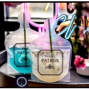 Patron Style Drink Bags-Pack mit 10. Perfekt für Cocktails, Poolpartys, Grillabende, Festivals und mehr. Patron inspirierte Trinktaschen, Trinkbeutel