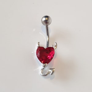 Red Cubic Zirconia Devil Belly Navel Button Piercing CZ Silver Plated Copper Jewellery Gift Jewelry