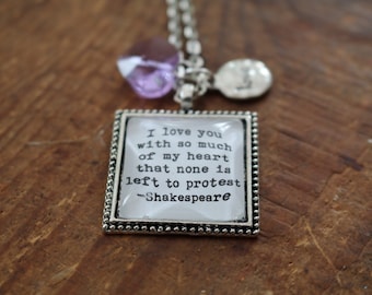 Shakespeare love quote literary style necklace