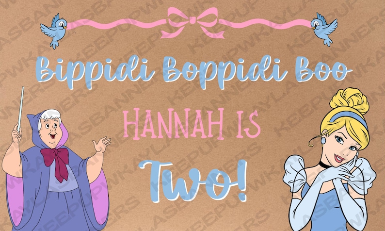 Hand Painted Princess Birthday Banner | Bibbidi Bobbidi Boo, Custom ...