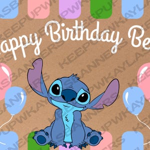 Hand Painted Stitch Birthday Banner | Personalized Hawaiian Party Decor, Custom Sign Design 1