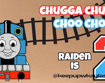 Hand-Painted Thomas The Train Themed Birthday Banner