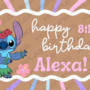 Hand Painted Stitch Birthday Banner | Personalized Hawaiian Party Decor, Custom Sign Design 2